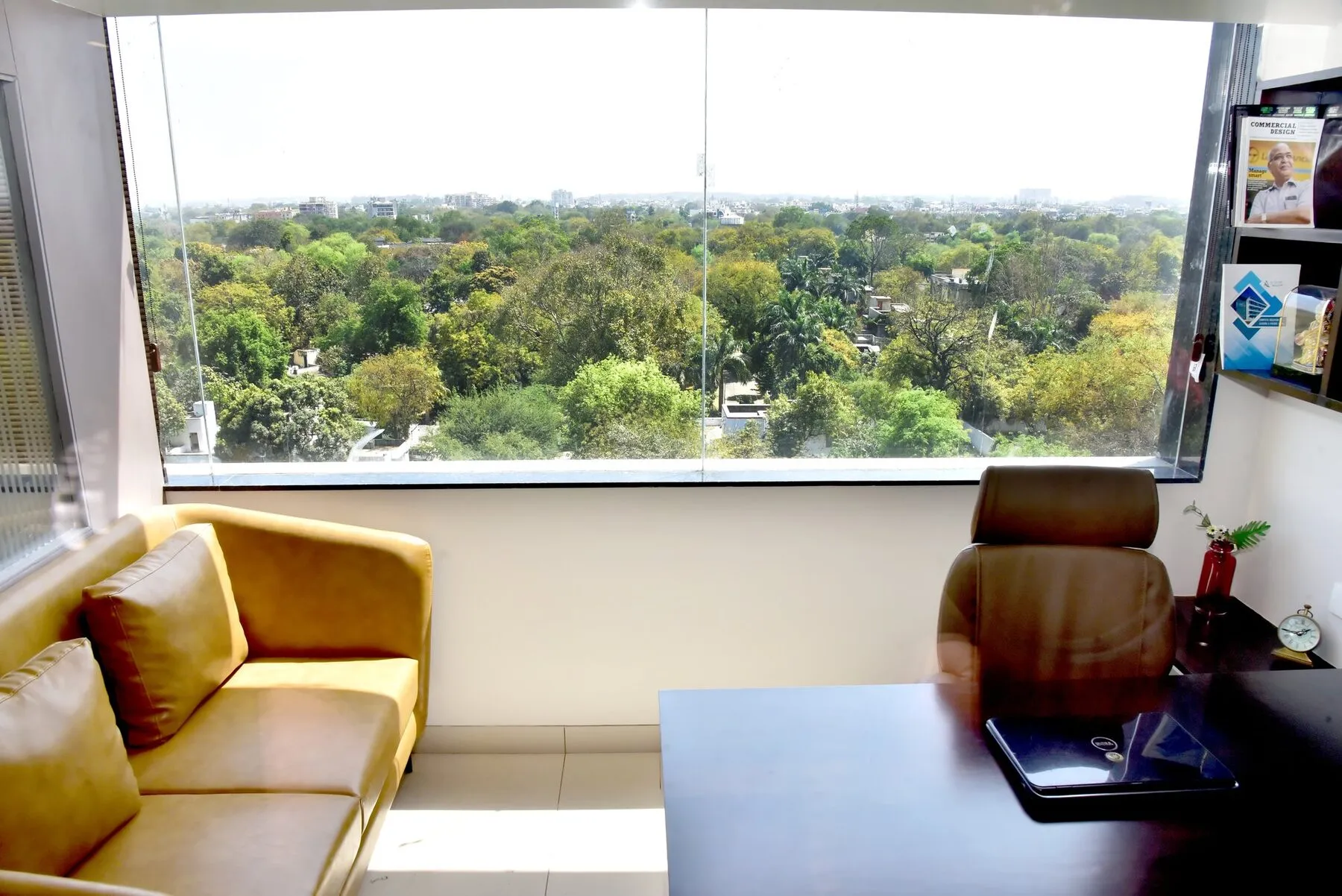 Office windows overlooking the green LNUPE campus