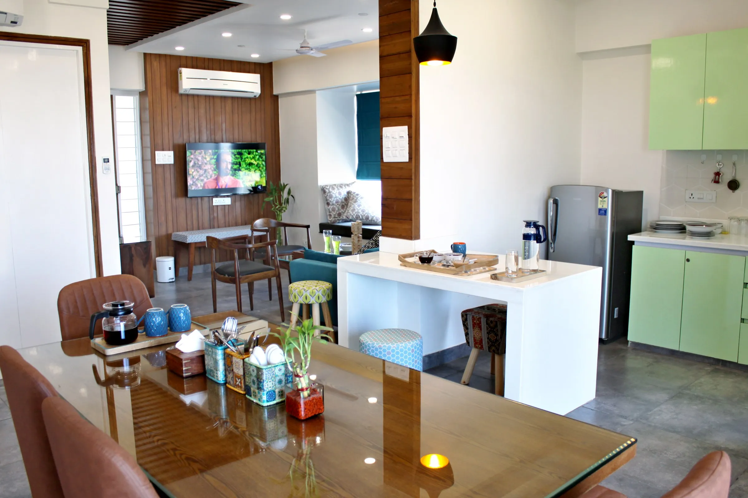 Dining area of a furnished home