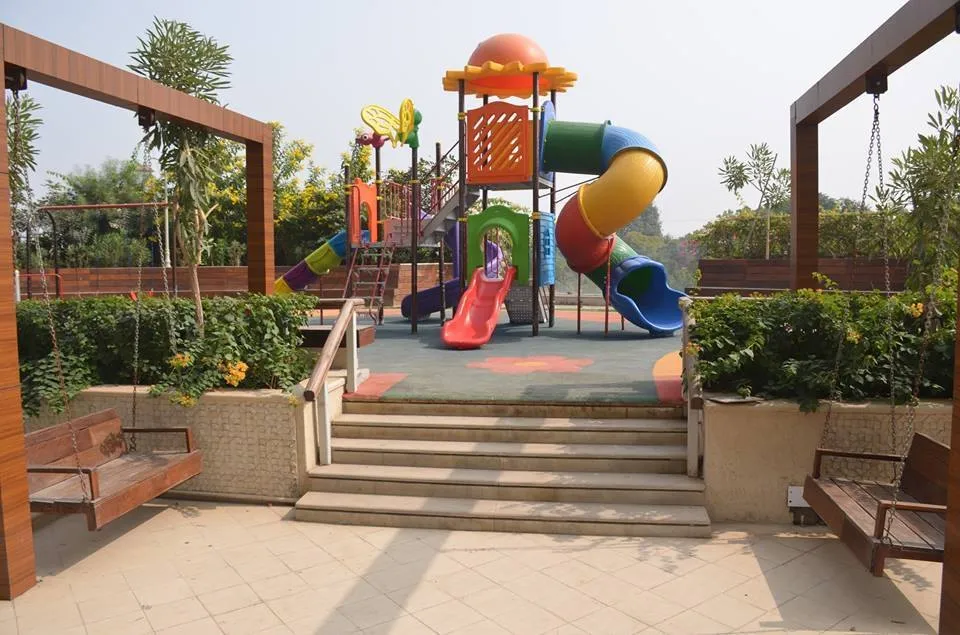 The children's play area on the podium