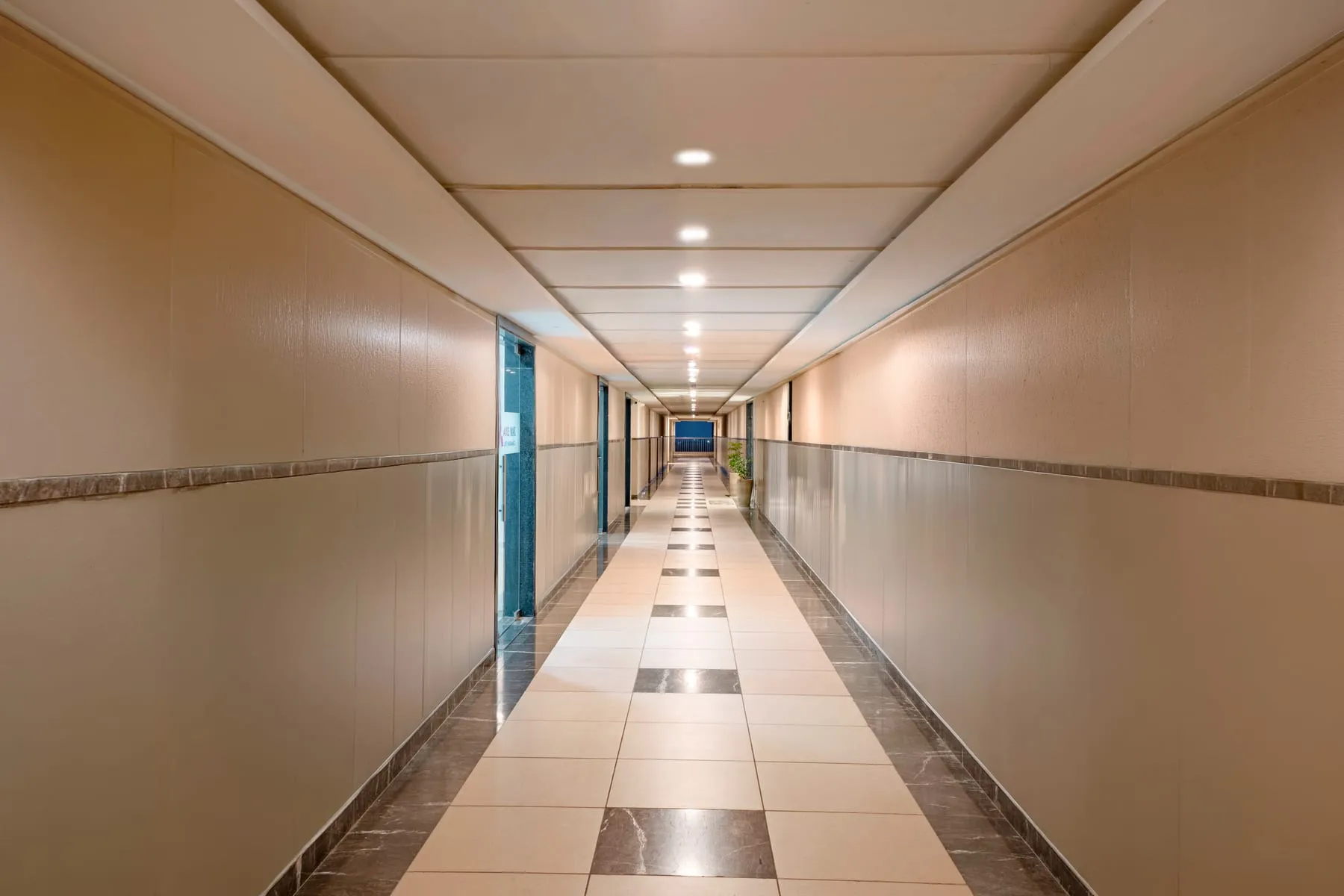 Tiled common corridor on the office floors