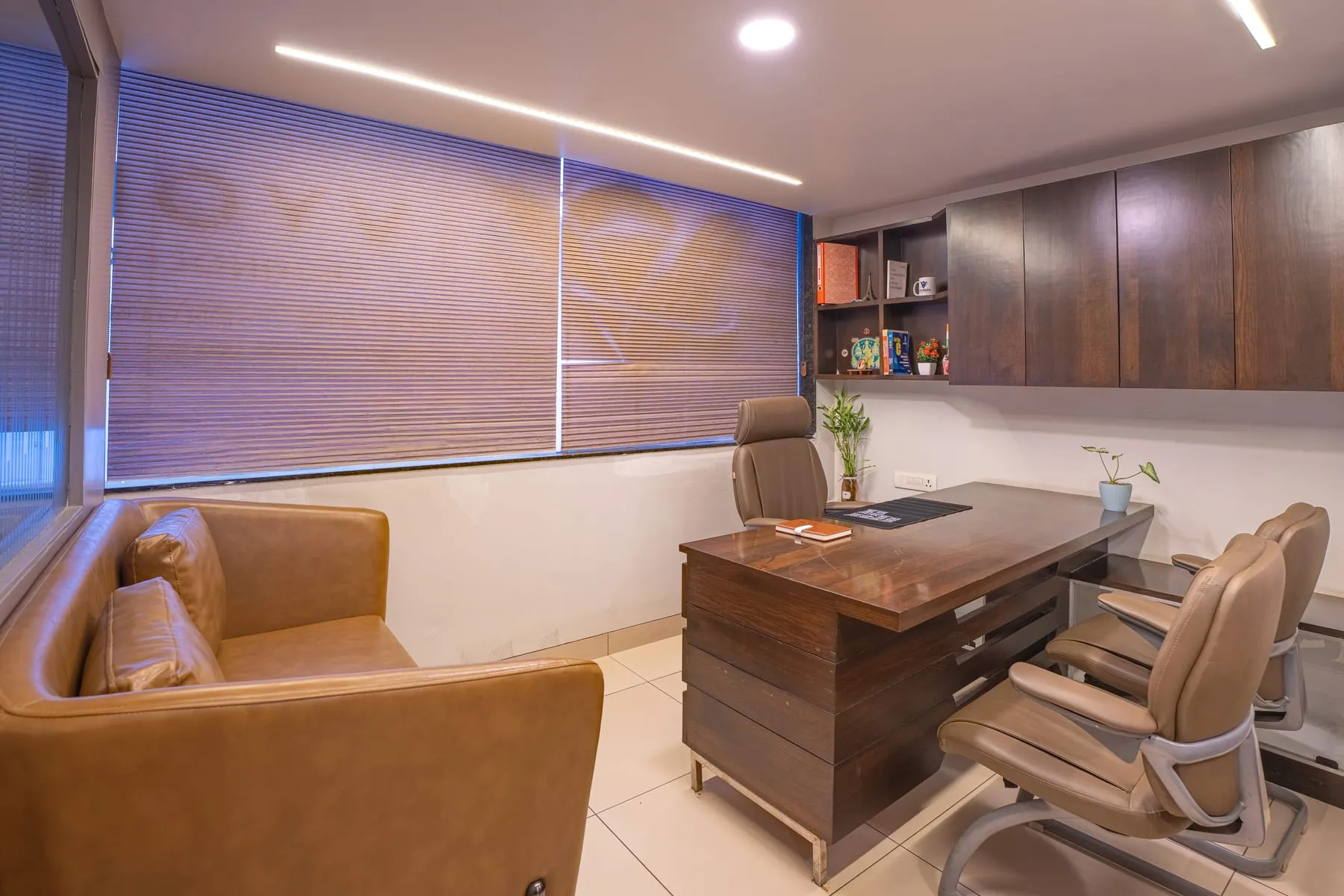 Director cabin in a fitted-out office at Keshar Towers