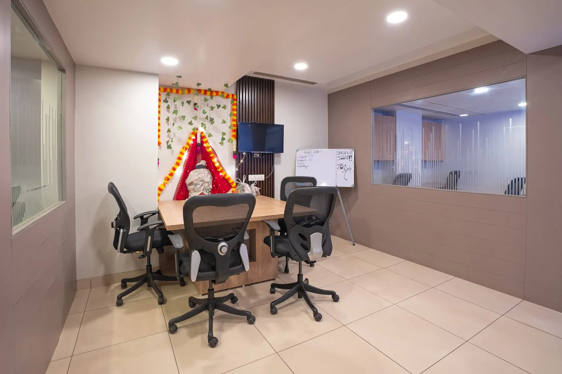 Meeting area in a fitted-out office at Keshar Towers