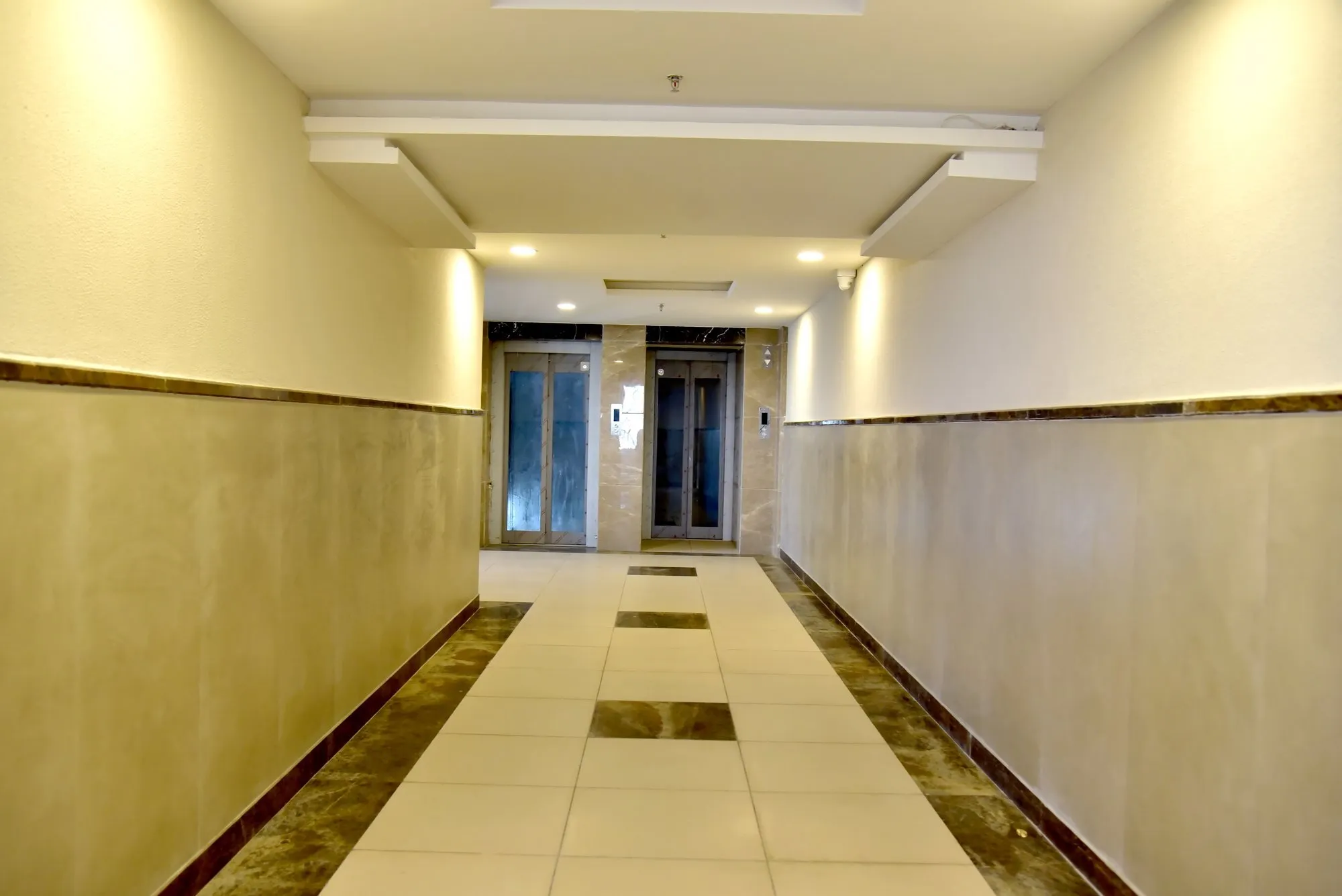 Office corridor and lift lobby at Keshar Towers