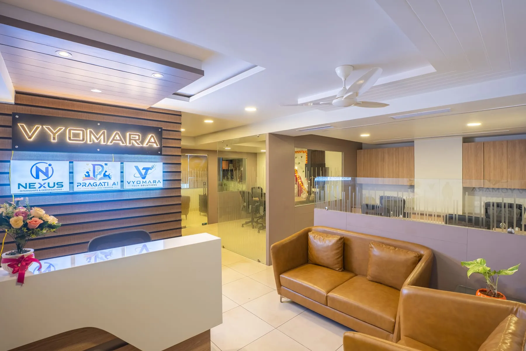 Fitted-out office reception at Keshar Towers